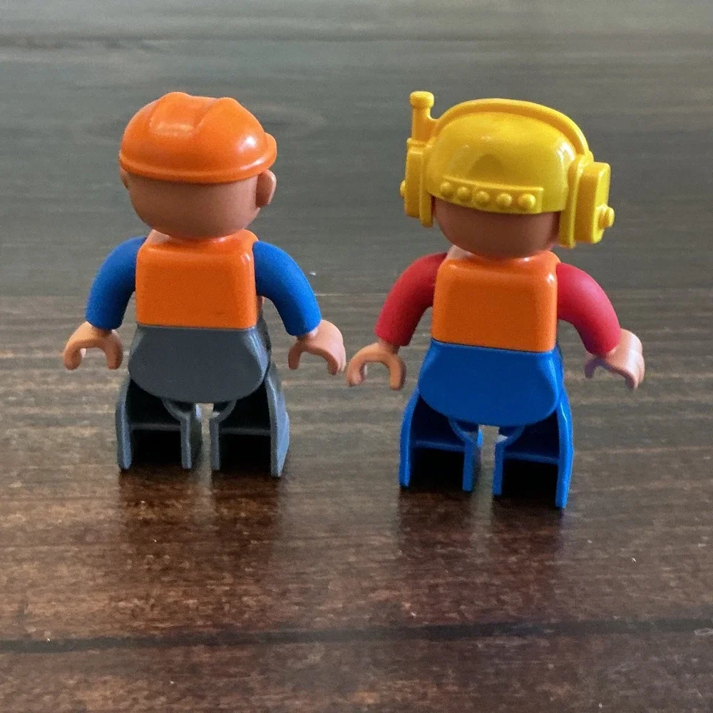 LEGO Duplo Construction Worker Minifigure Lot 2 Figures‎ Hard Hat Radio Headset